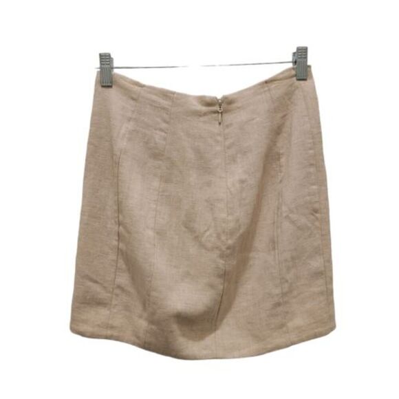 Mistress Rocks Beige Linen Asymmetric Mini Skirt Minimalist Coastal Boho Western - Picture 4 of 8